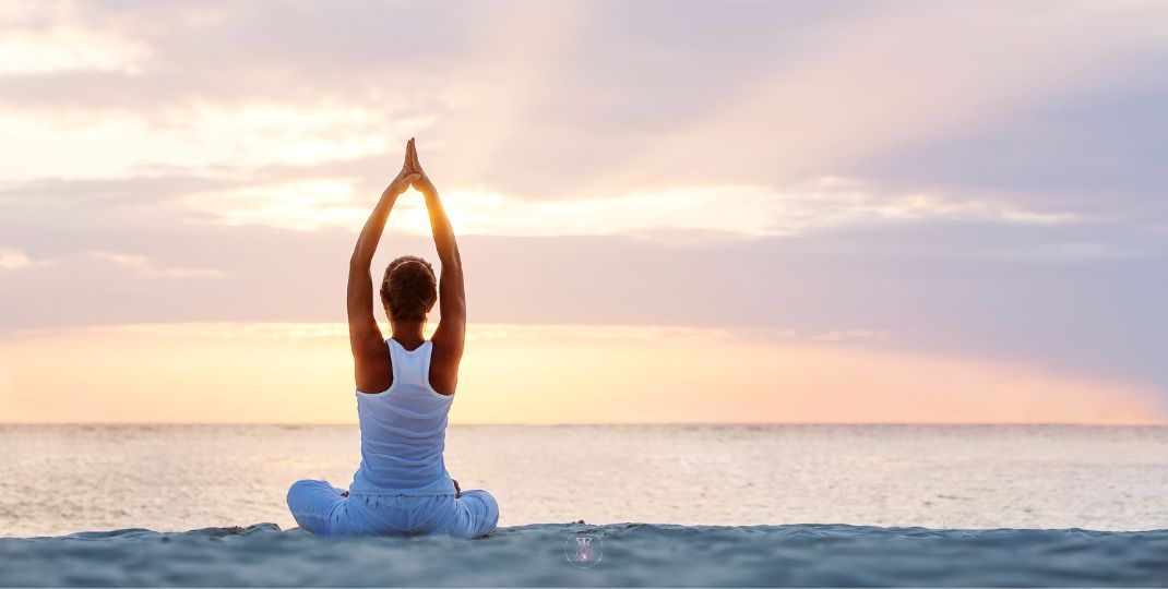 A person practicing yoga in nature